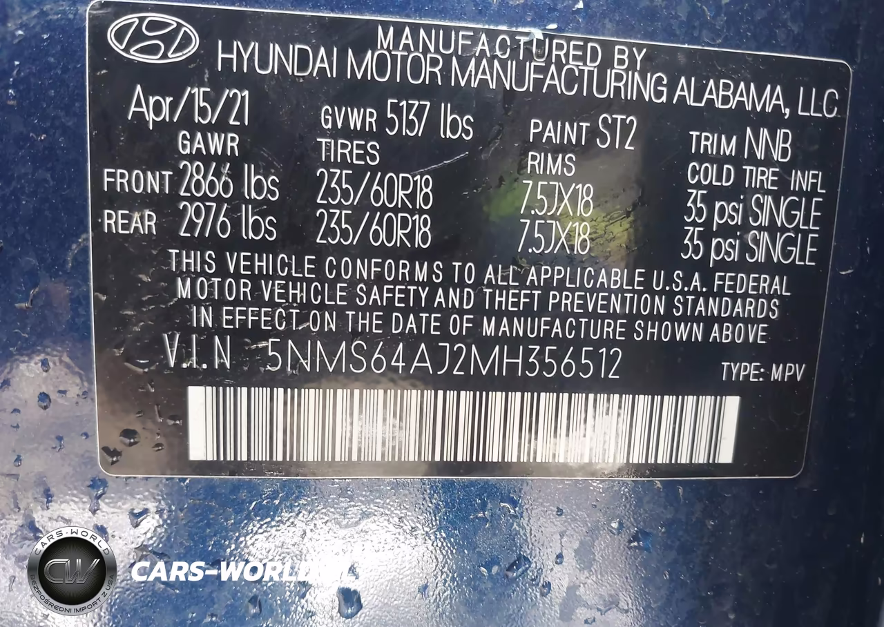 2021 Hyundai Santa Fe Sel VIN:5NMS64AJ2MH356512 - 9