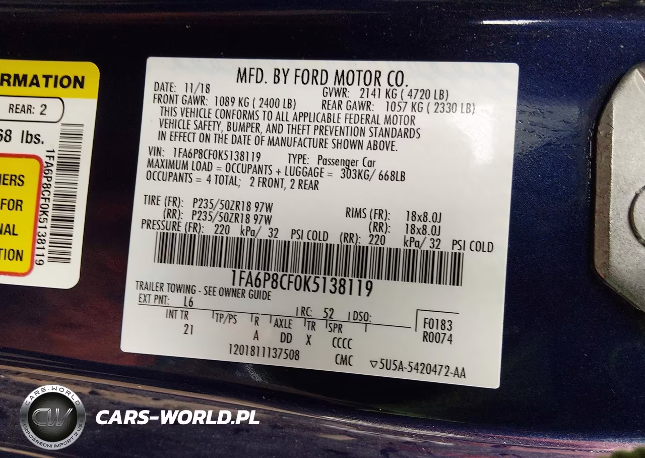 2019 Ford Mustang Gt VIN:1FA6P8CF0K5138119 - 9