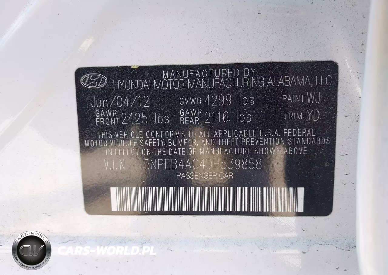 2013 Hyundai Sonata Gls VIN:5NPEB4AC4DH539858 - 9