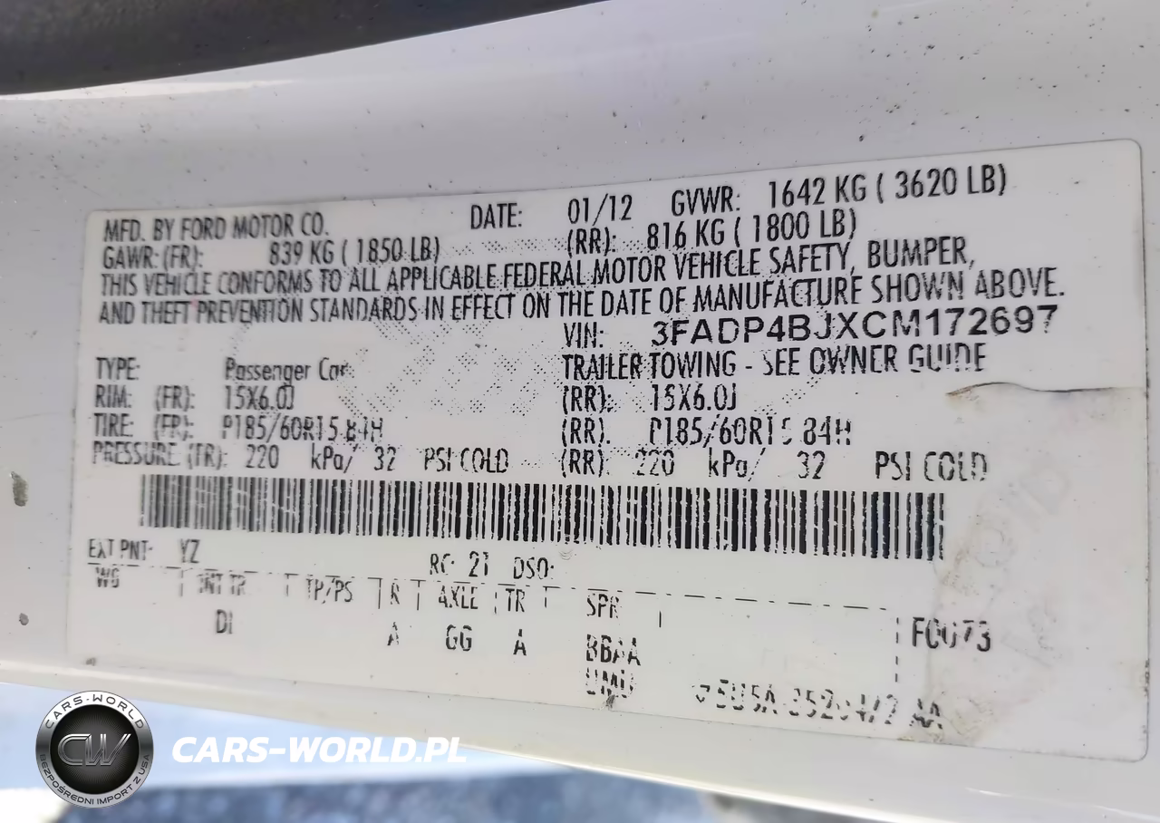 2012 Ford Fiesta Se VIN:3FADP4BJXCM172697 - 9