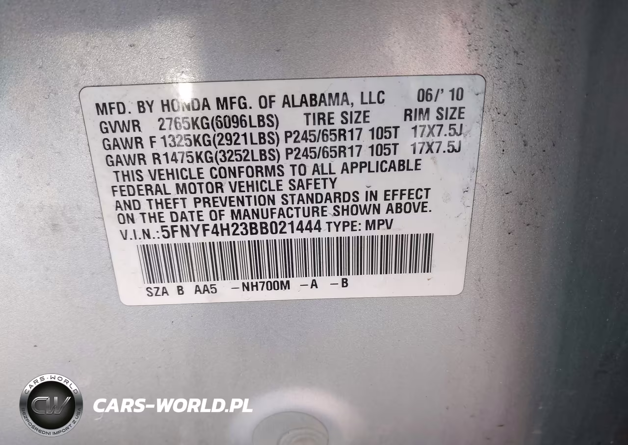 2011 Honda Pilot Lx VIN:5FNYF4H23BB021444 - 9