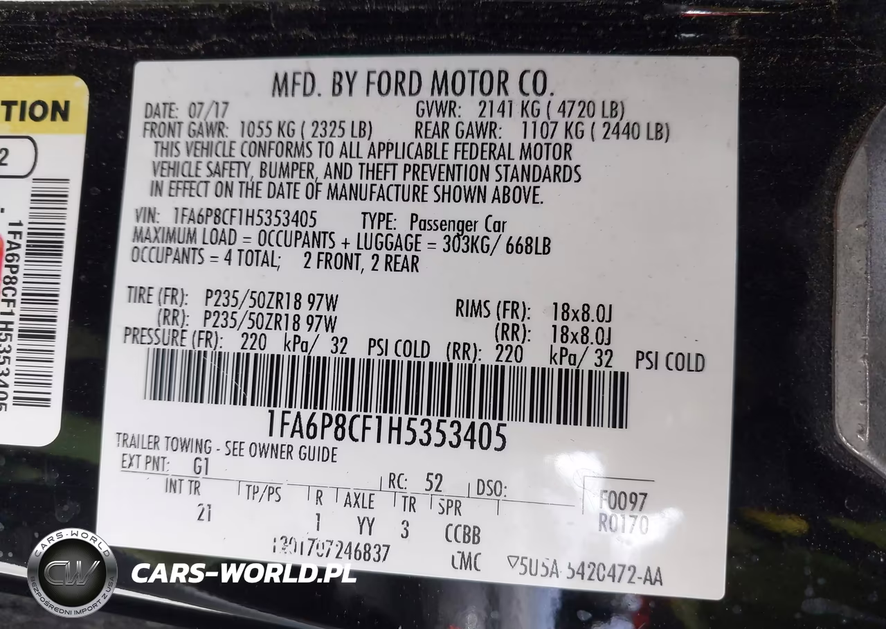 2017 Ford Mustang Gt VIN:1FA6P8CF1H5353405 - 9