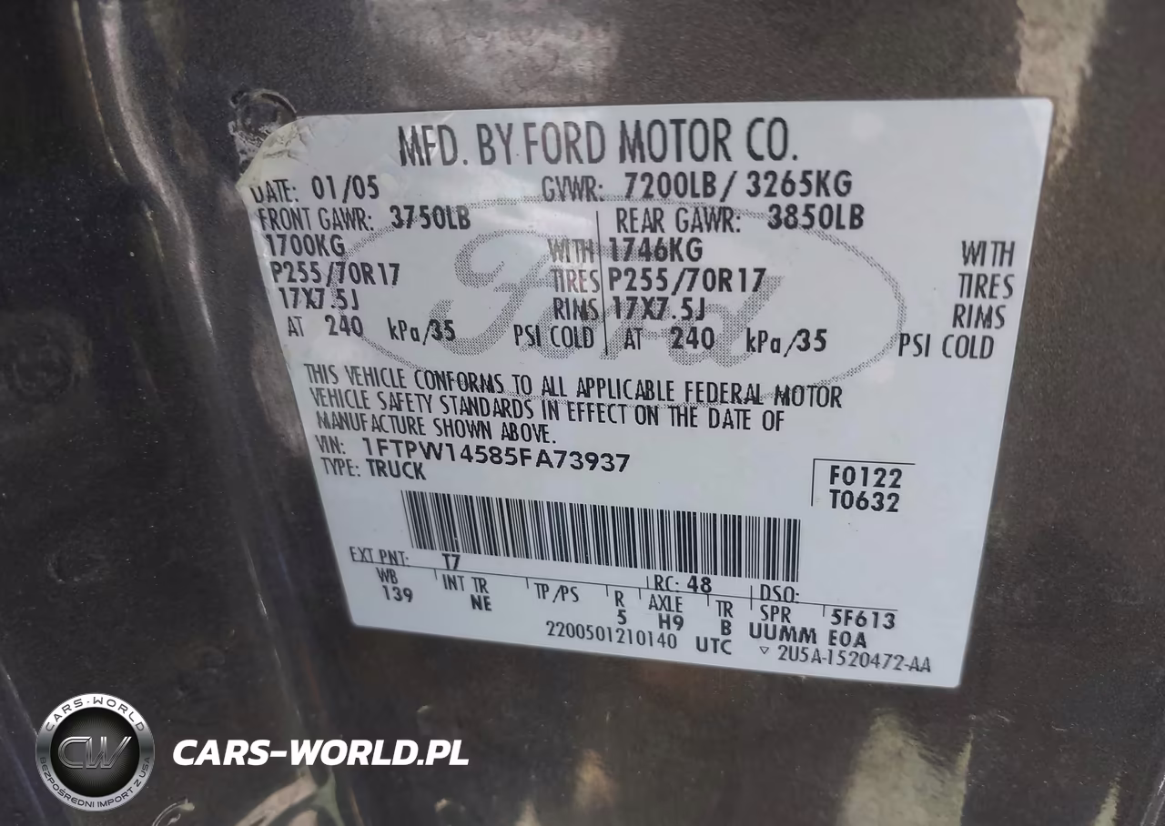 2005 Ford F-150 Fx4-Lariat-Xlt VIN:1FTPW14585FA73937 - 9