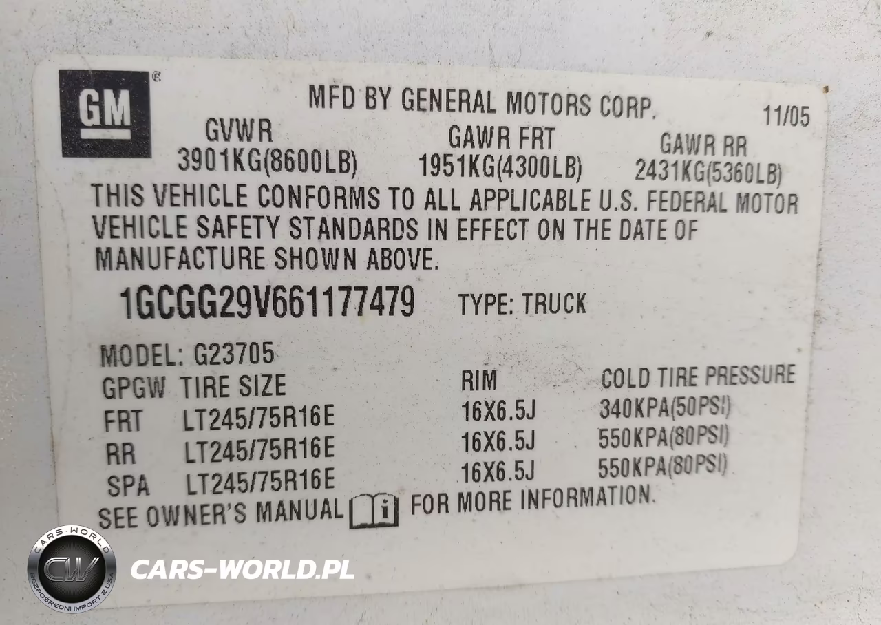 2006 Chevrolet Express Work Van VIN:1GCGG29V661177479 - 9