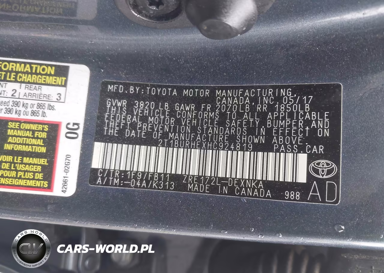 2017 Toyota Corolla Le VIN:2T1BURHEXHC924819 - 9