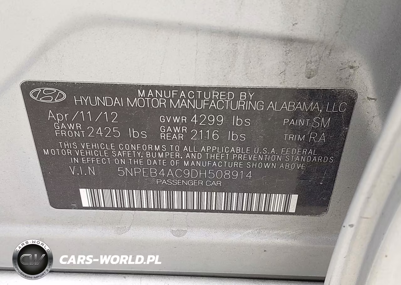 2013 Hyundai Sonata Gls VIN:5NPEB4AC9DH508914 - 9