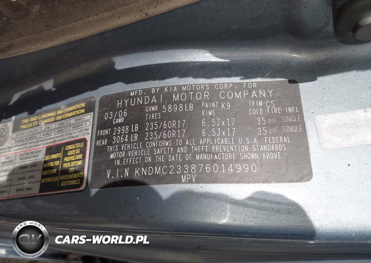 2007 Hyundai Entourage Gls-Limited-Se VIN:KNDMC233876014990 - 9