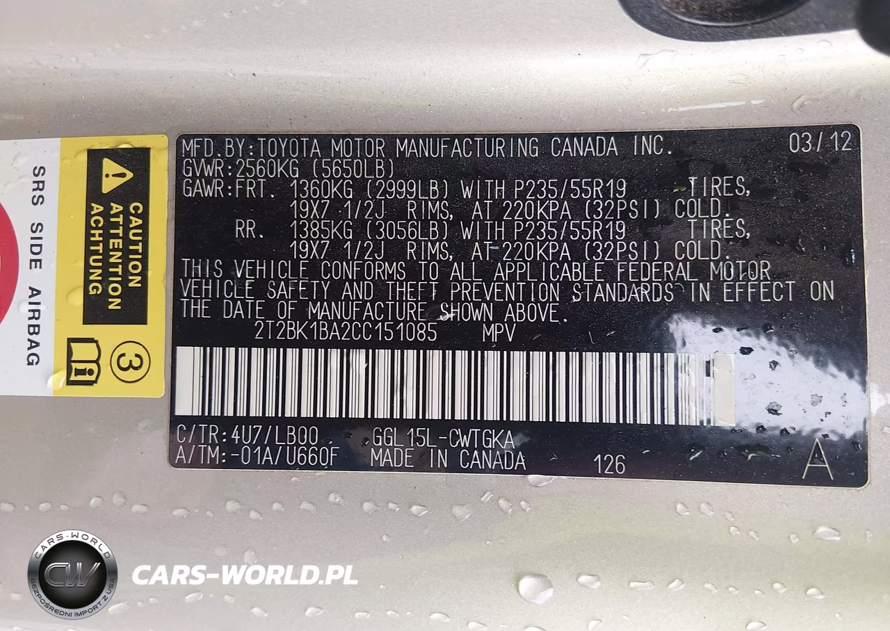 2012 Lexus Rx 350 VIN:2T2BK1BA2CC151085 - 9