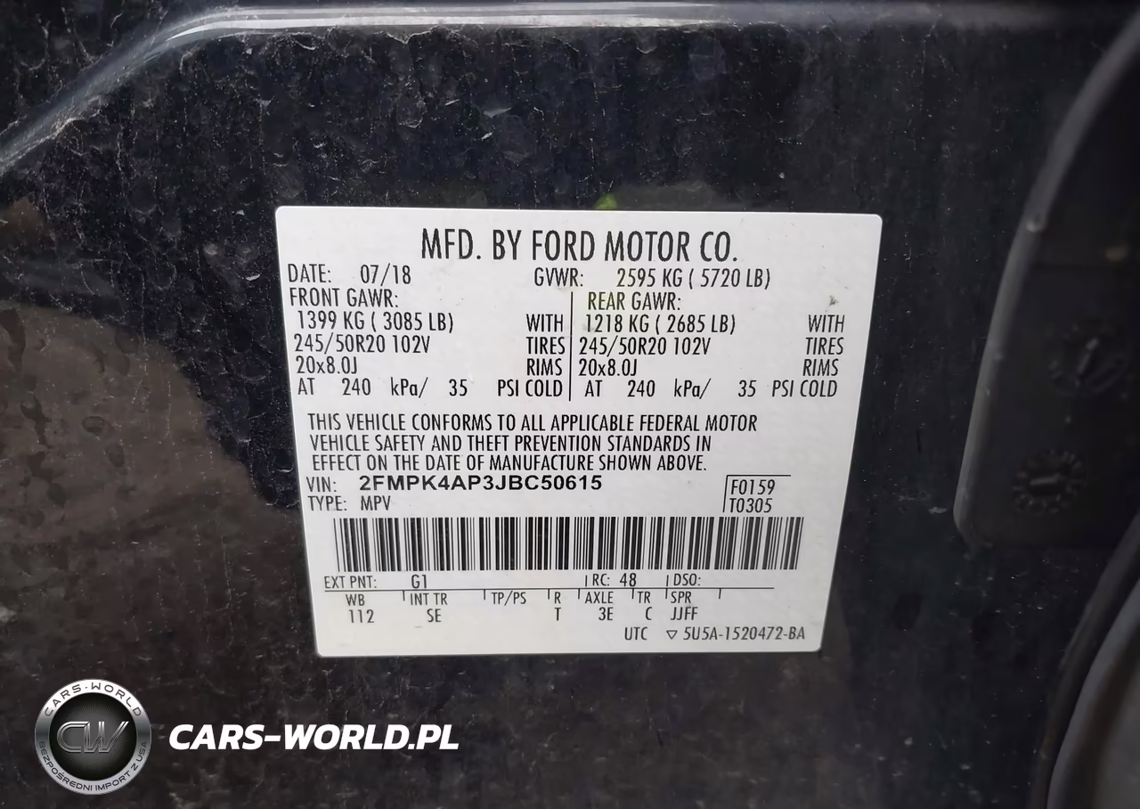 2018 Ford Edge Sport VIN:2FMPK4AP3JBC50615 - 9