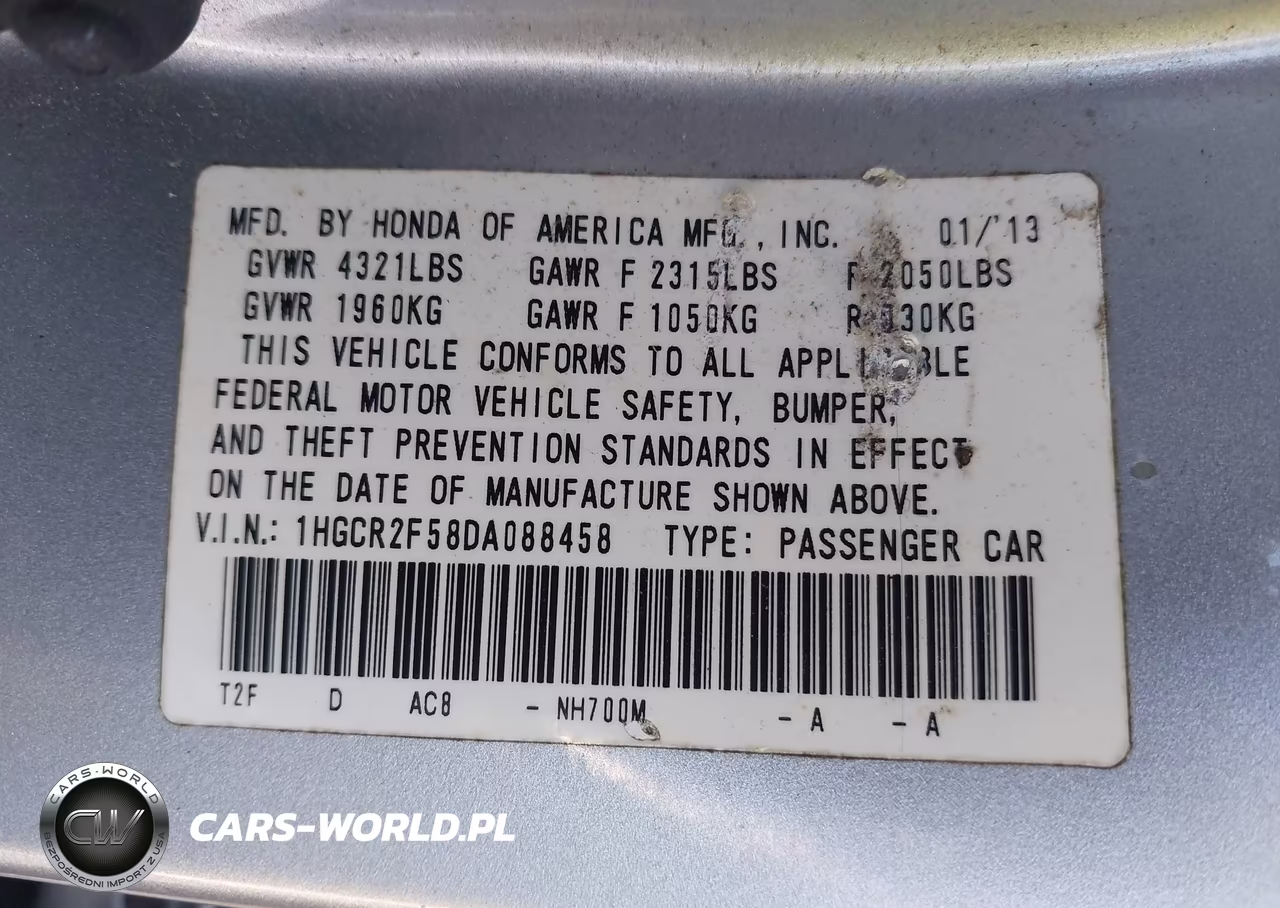 2013 Honda Accord Sport VIN:1HGCR2F58DA088458 - 9