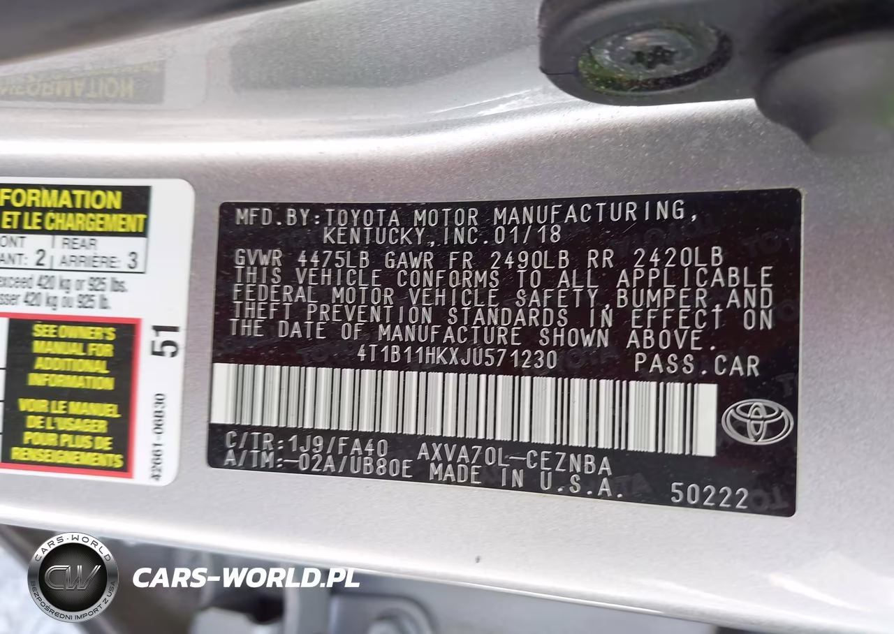2018 Toyota Camry Le VIN:4T1B11HKXJU571230 - 9
