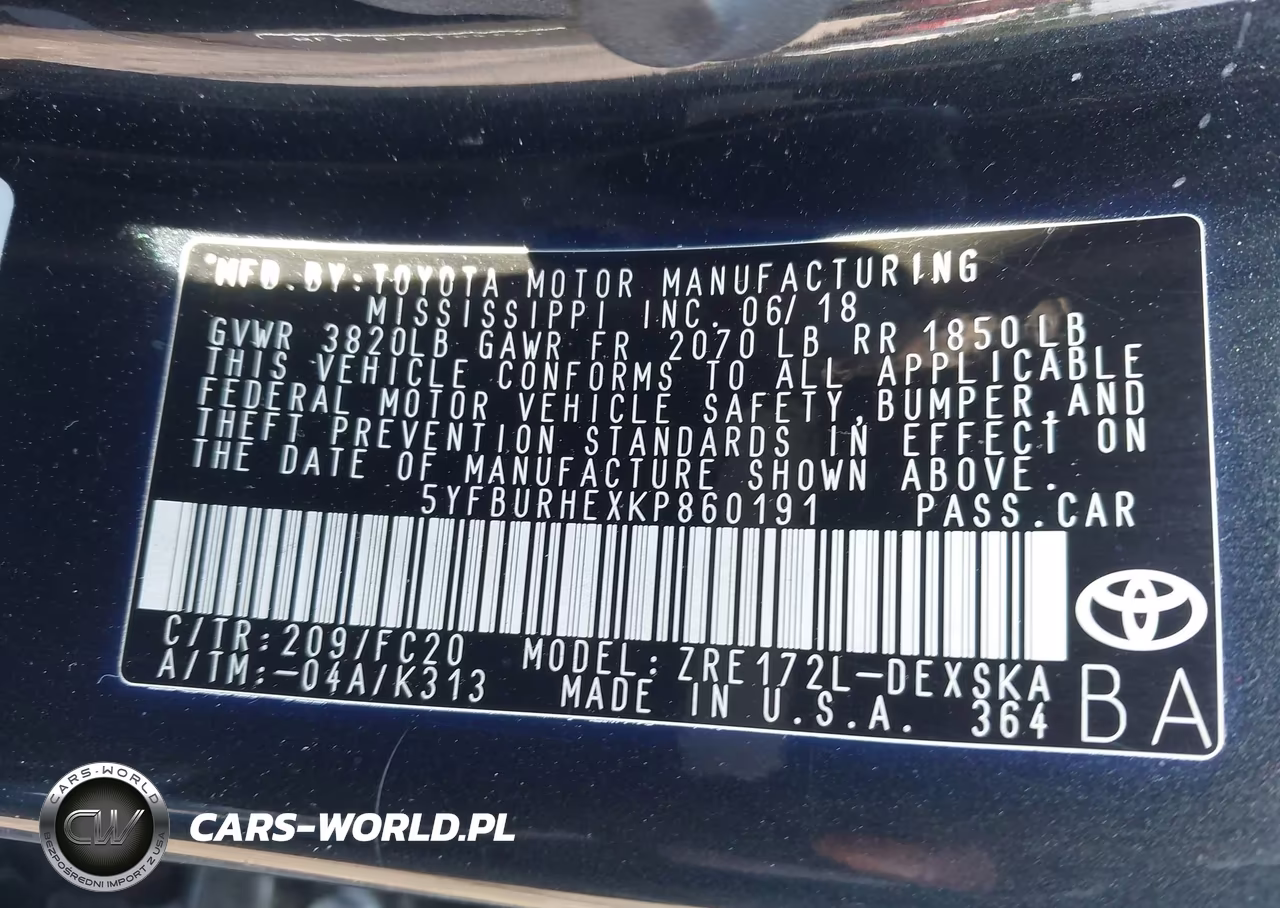2019 Toyota Corolla Se VIN:5YFBURHEXKP860191 - 9