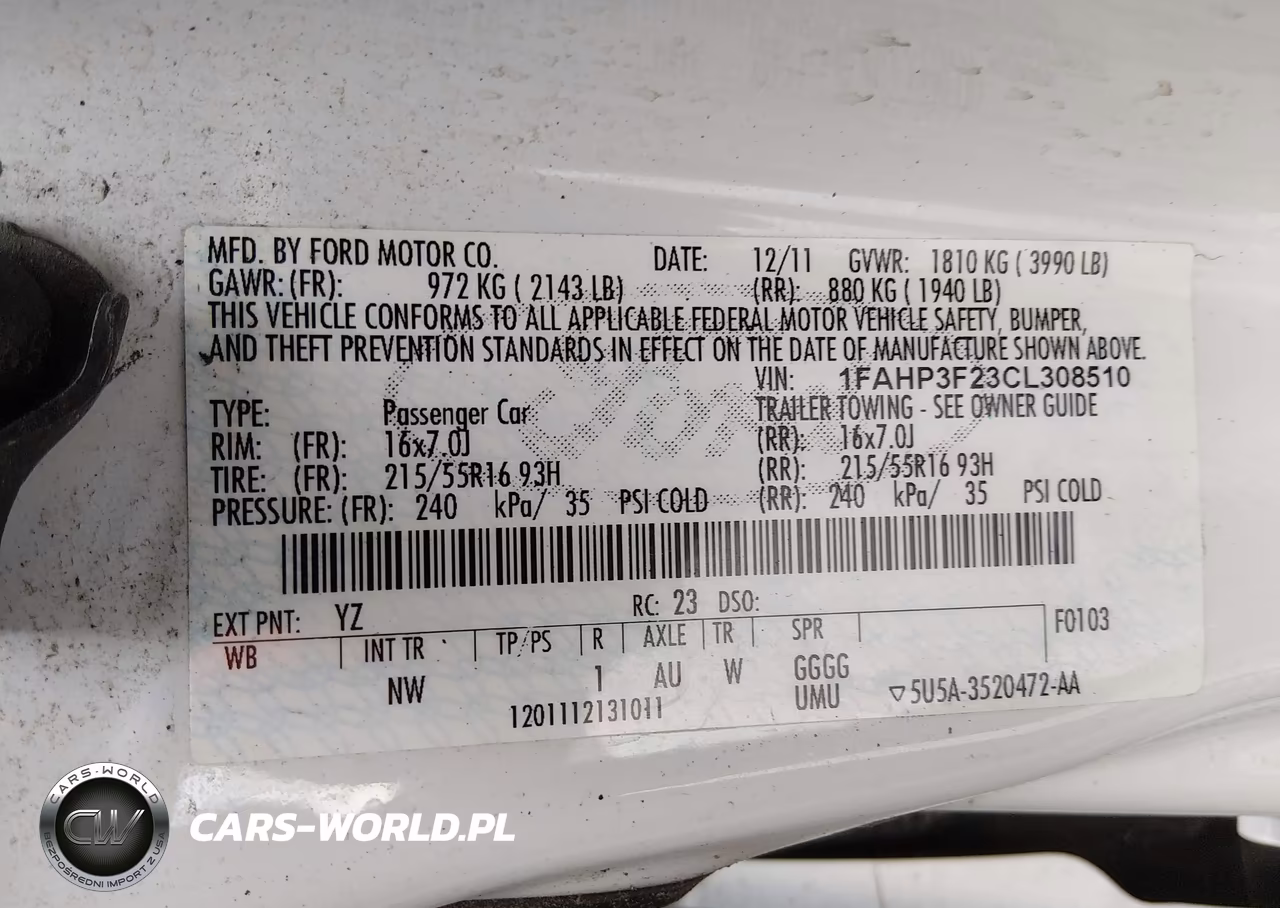 2012 Ford Focus Se VIN:1FAHP3F23CL308510 - 9