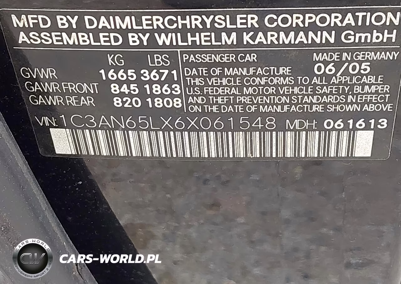 2006 Chrysler Crossfire Limited VIN:1C3AN65LX6X061548 - 9
