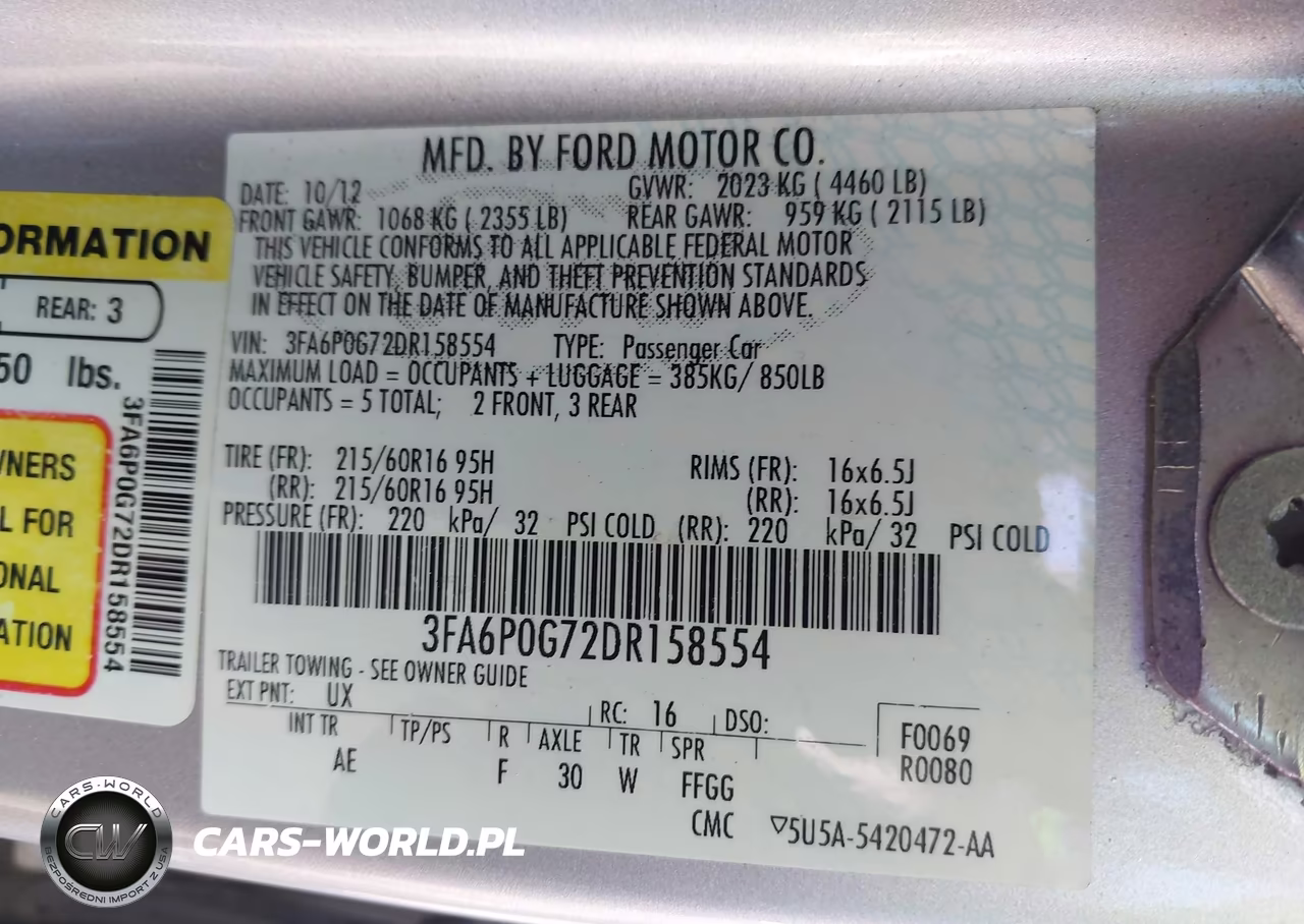 2013 Ford Fusion S VIN:3FA6P0G72DR158554 - 9