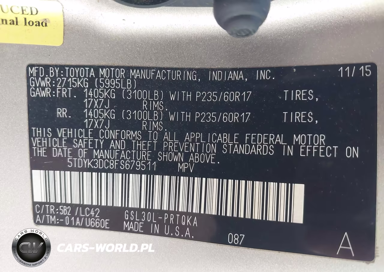 2015 Toyota Sienna Xle Premium 8 Passenger VIN:5TDYK3DC8FS679511 - 9