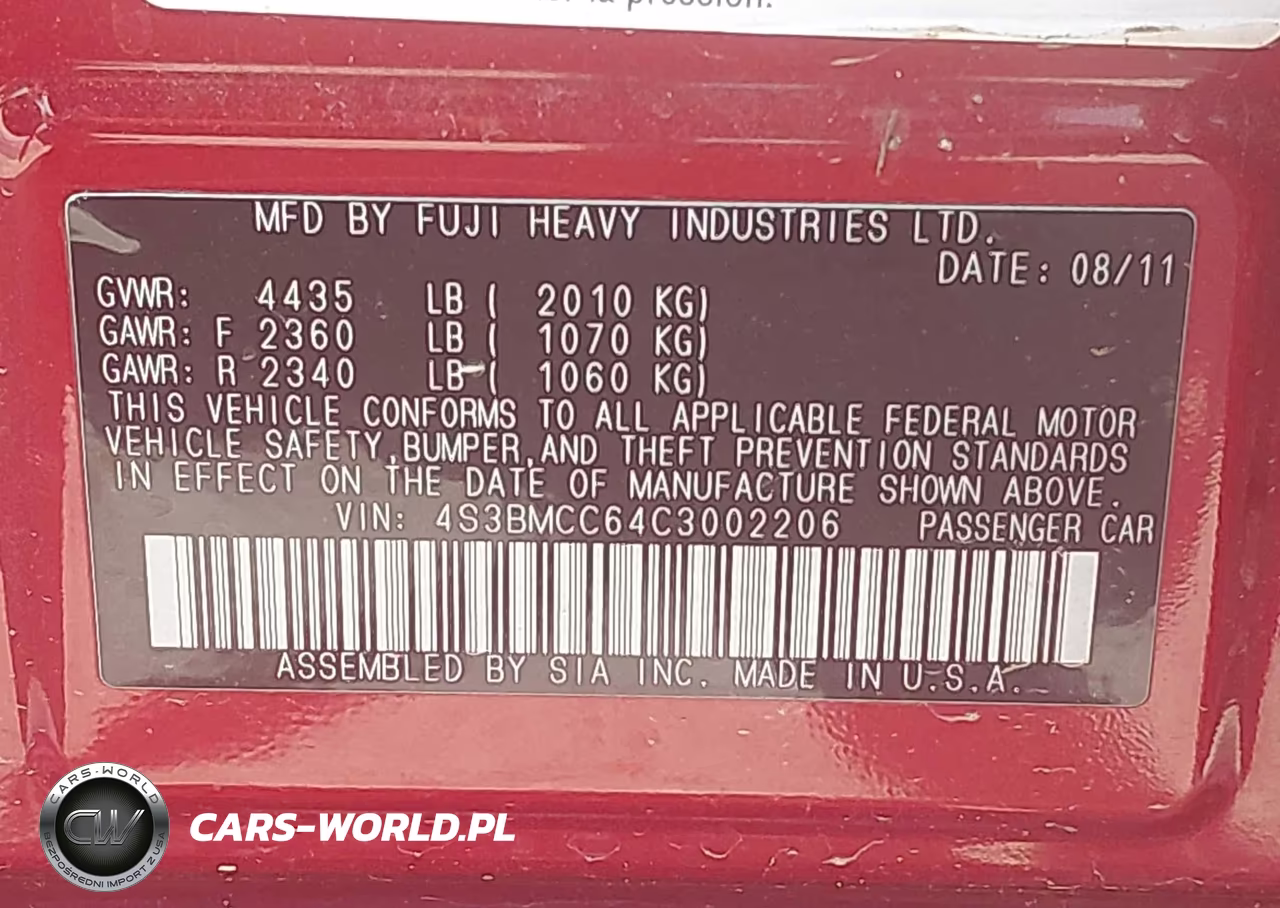 2012 Subaru Legacy 2.5I Premium VIN:4S3BMCC64C3002206 - 9