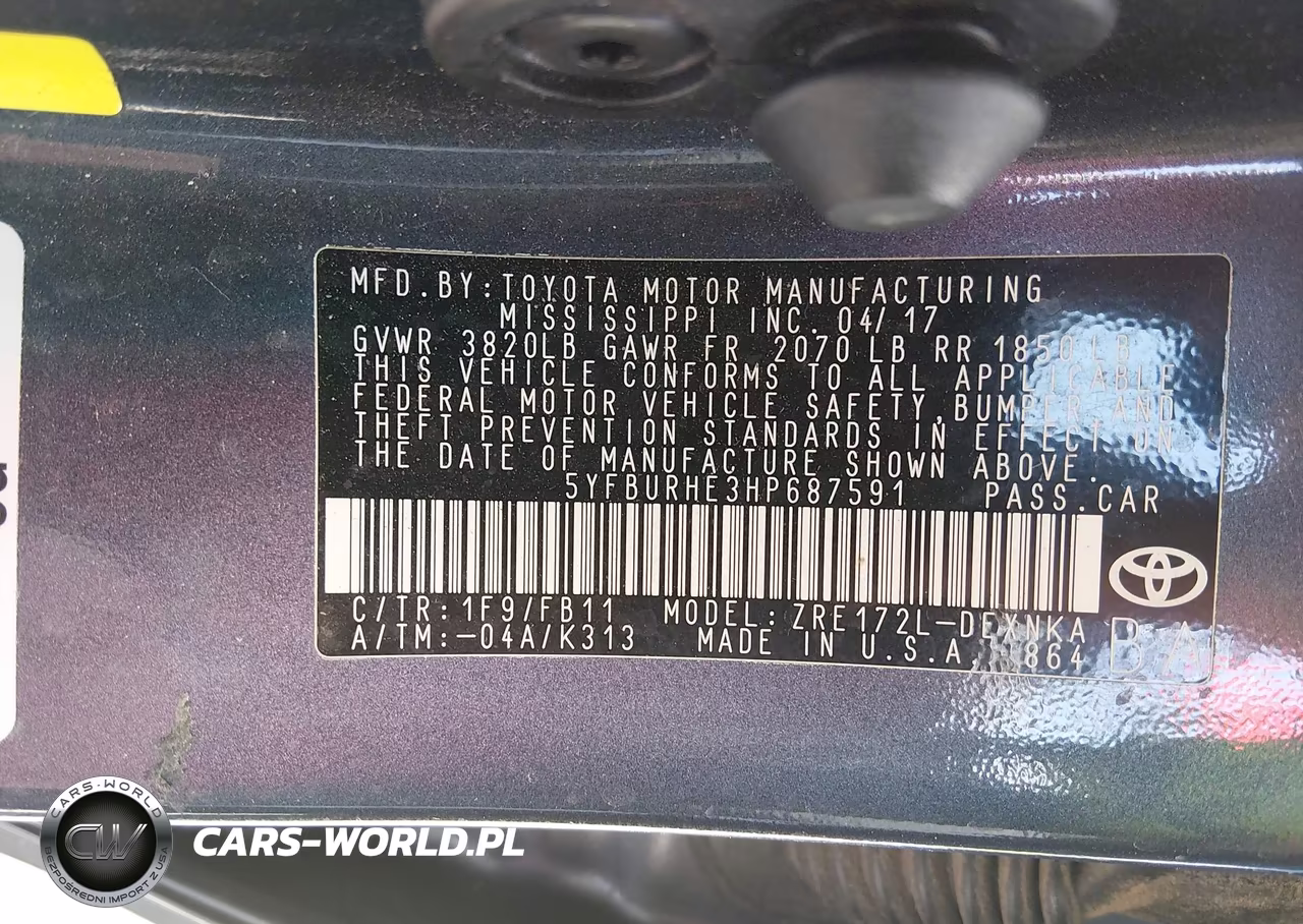 2017 Toyota Corolla Le VIN:5YFBURHE3HP687591 - 9