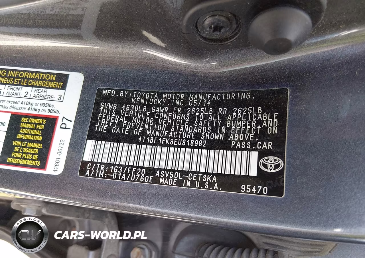 2014 Toyota Camry Se VIN:4T1BF1FK8EU818982 - 9