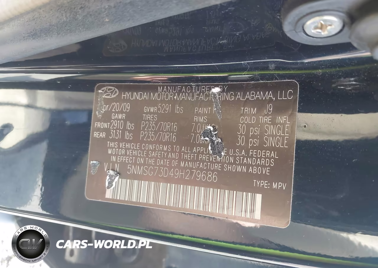 2009 Hyundai Santa Fe Gls VIN:5NMSG73D49H279686 - 18