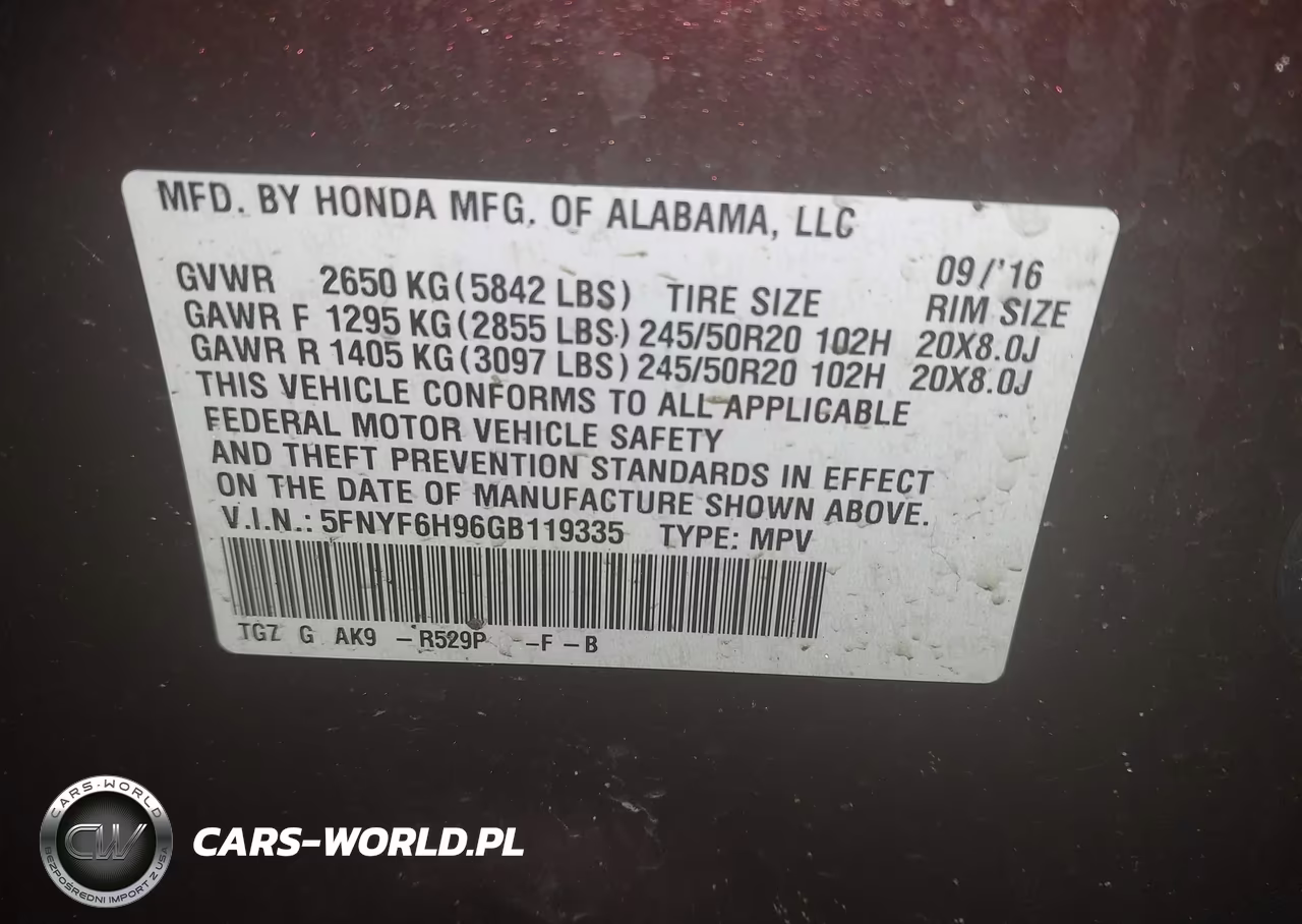 2016 Honda Pilot Touring VIN:5FNYF6H96GB119335 - 9