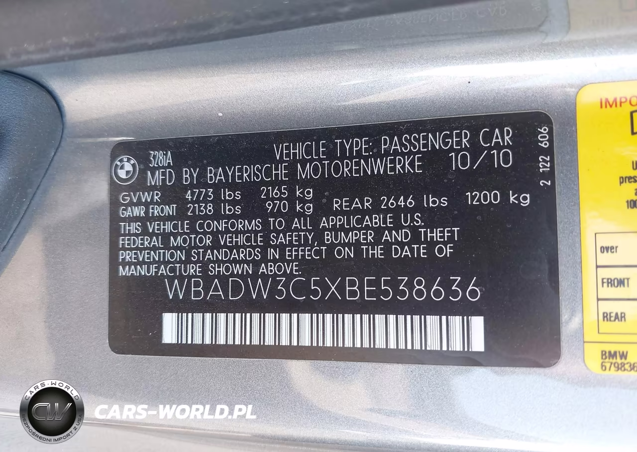 2011 BMW 328I VIN:WBADW3C5XBE538636 - 9