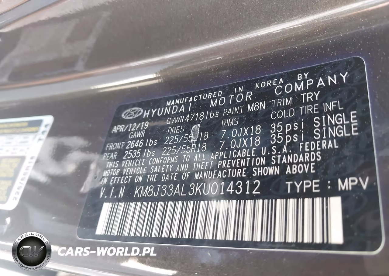 2019 Hyundai Tucson Limited VIN:KM8J33AL3KU014312 - 9