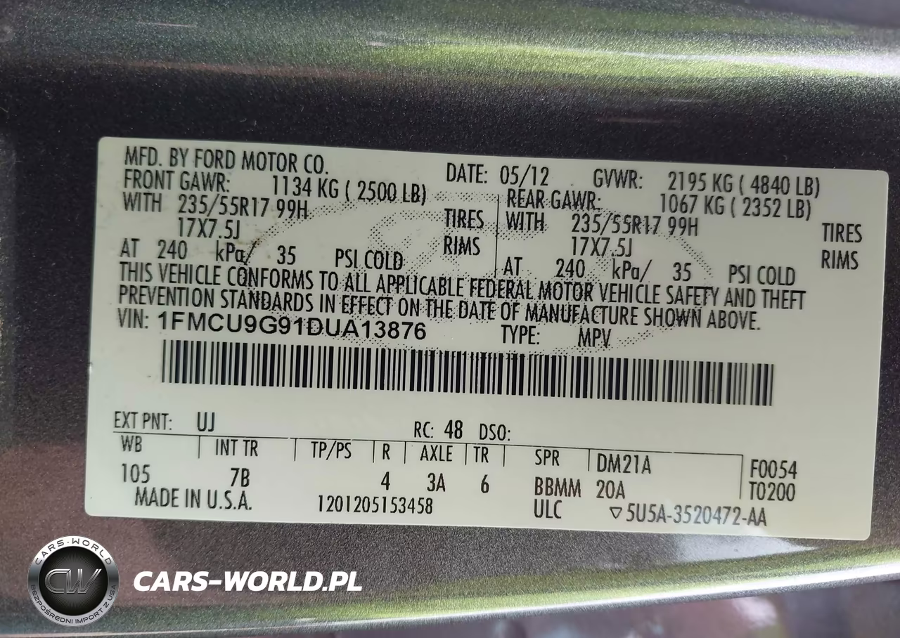 2013 Ford Escape Se VIN:1FMCU9G91DUA13876 - 9