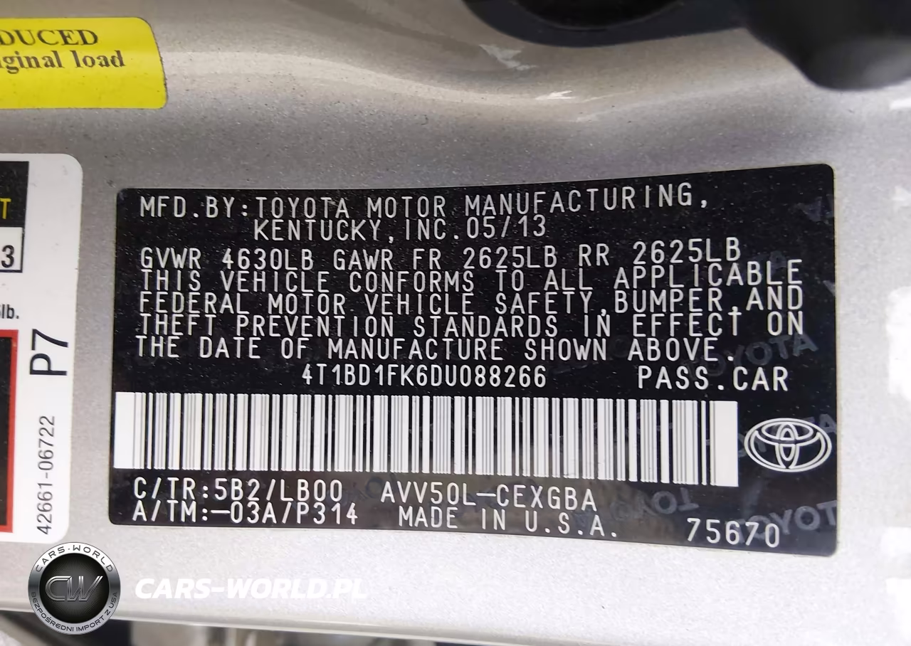 2013 Toyota Camry Hybrid Xle VIN:4T1BD1FK6DU088266 - 9