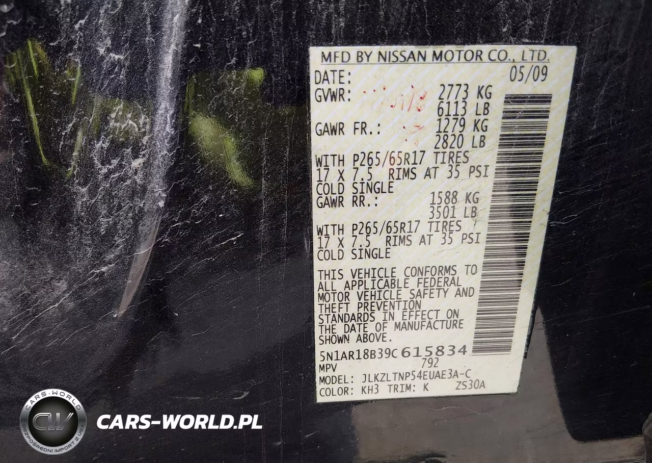 2009 Nissan Pathfinder Se VIN:5N1AR18B39C615834 - 9