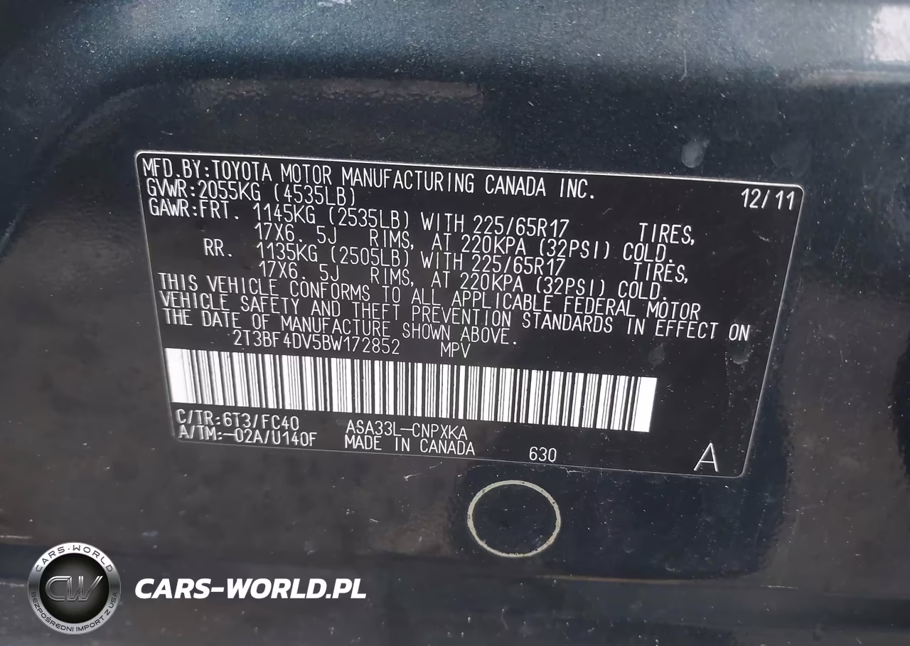 2011 Toyota Rav4 VIN:2T3BF4DV5BW172852 - 9