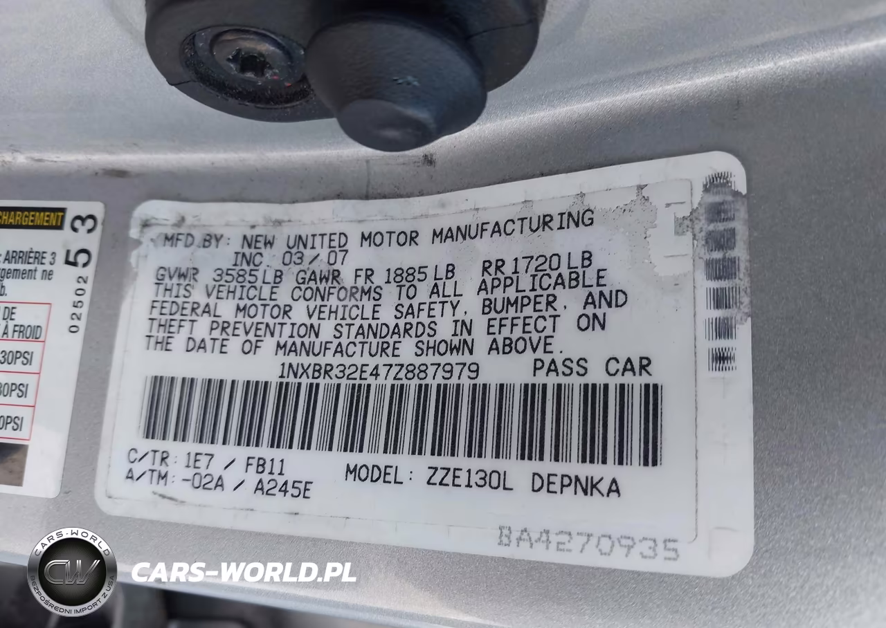 2007 Toyota Corolla Le VIN:1NXBR32E47Z887979 - 9