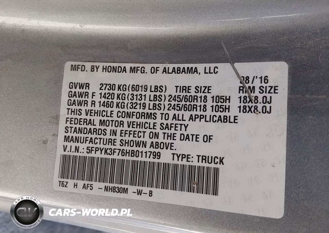 2017 Honda Ridgeline Rtl-E VIN:5FPYK3F76HB011799 - 9