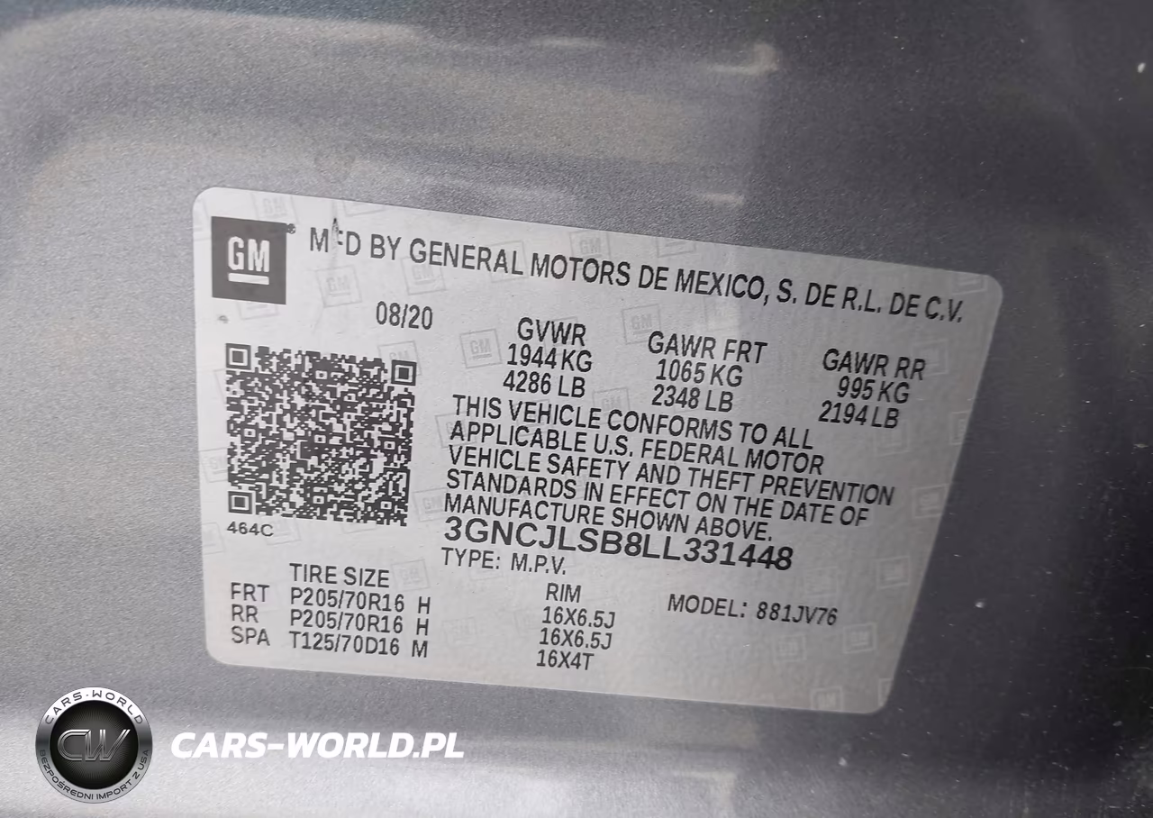 2020 Chevrolet Trax Fwd Lt VIN:3GNCJLSB8LL331448 - 9