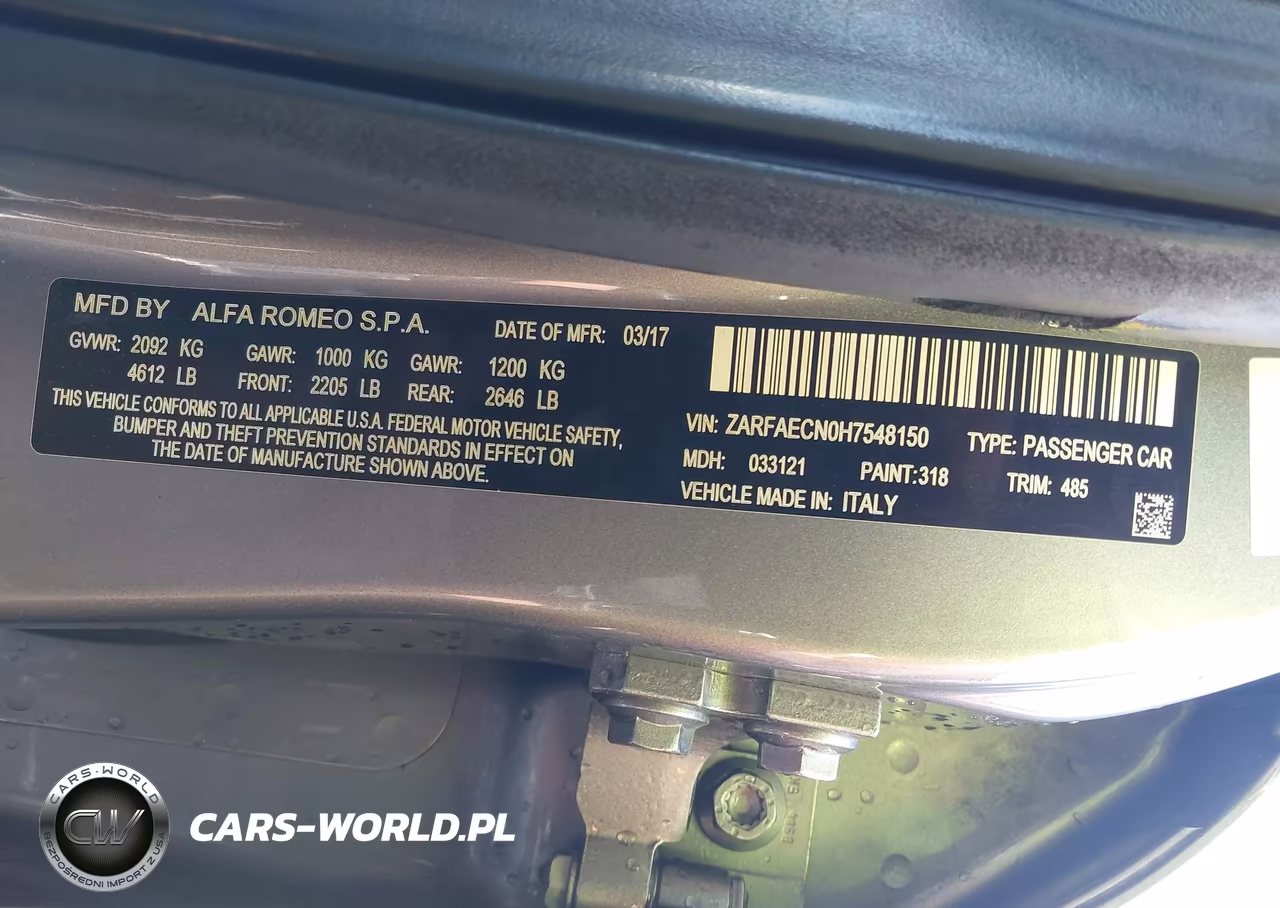 2017 Alfa Romeo Giulia Ti Rwd VIN:ZARFAECN0H7548150 - 9