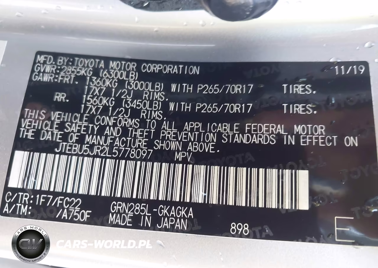 2020 Toyota 4Runner Trd Off Road VIN:JTEBU5JR2L5778097 - 9