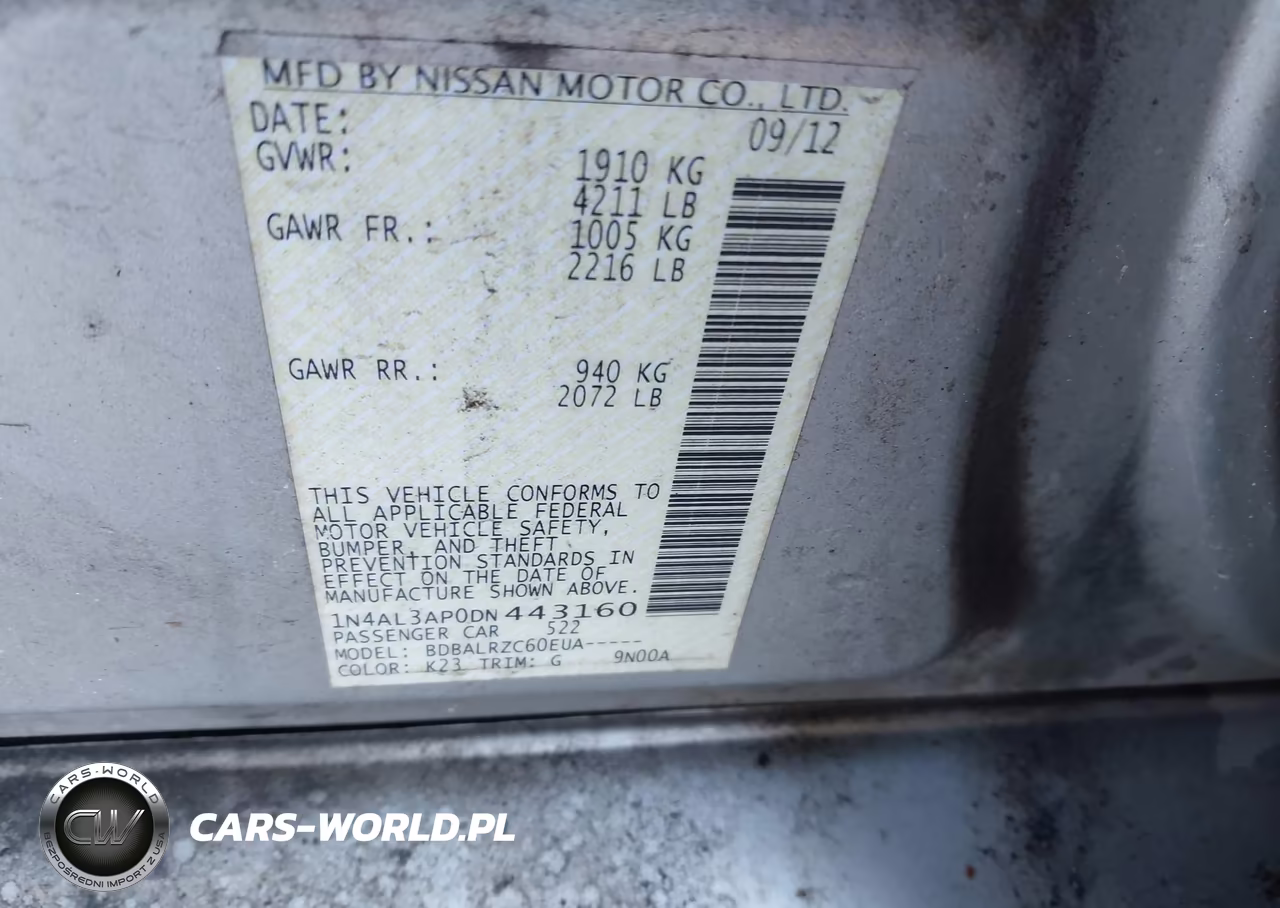 2013 Nissan Altima 2.5 S VIN:1N4AL3AP0DN443160 - 9