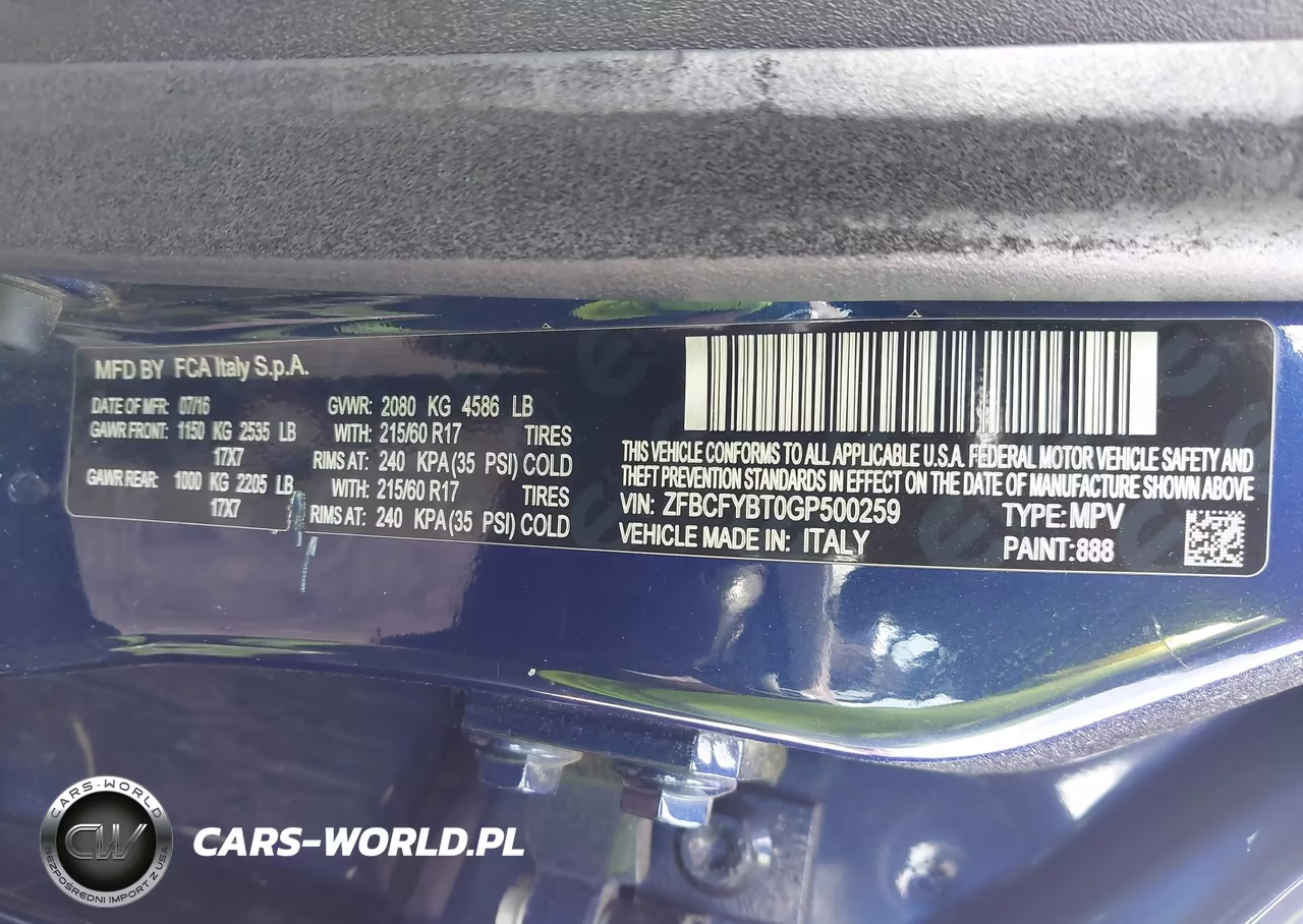 2016 Fiat 500X Easy VIN:ZFBCFYBT0GP500259 - 9