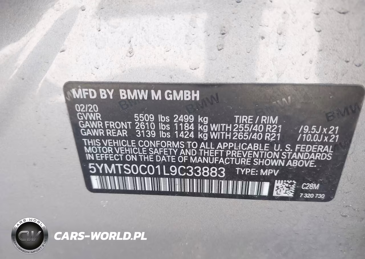 2020 BMW X3 M VIN:5YMTS0C01L9C33883 - 9