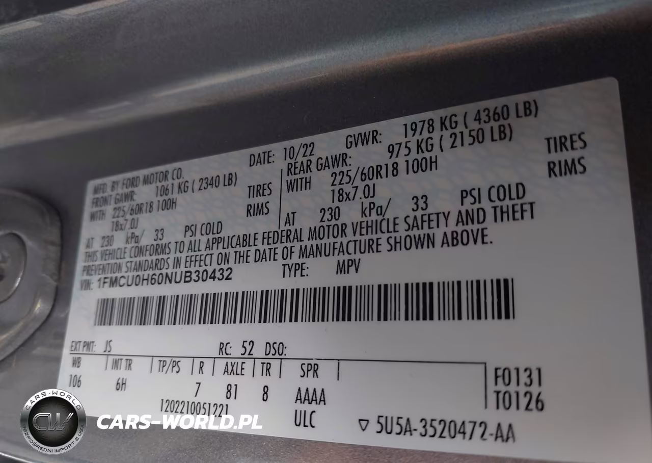 2022 Ford Escape Sel VIN:1FMCU0H60NUB30432 - 9