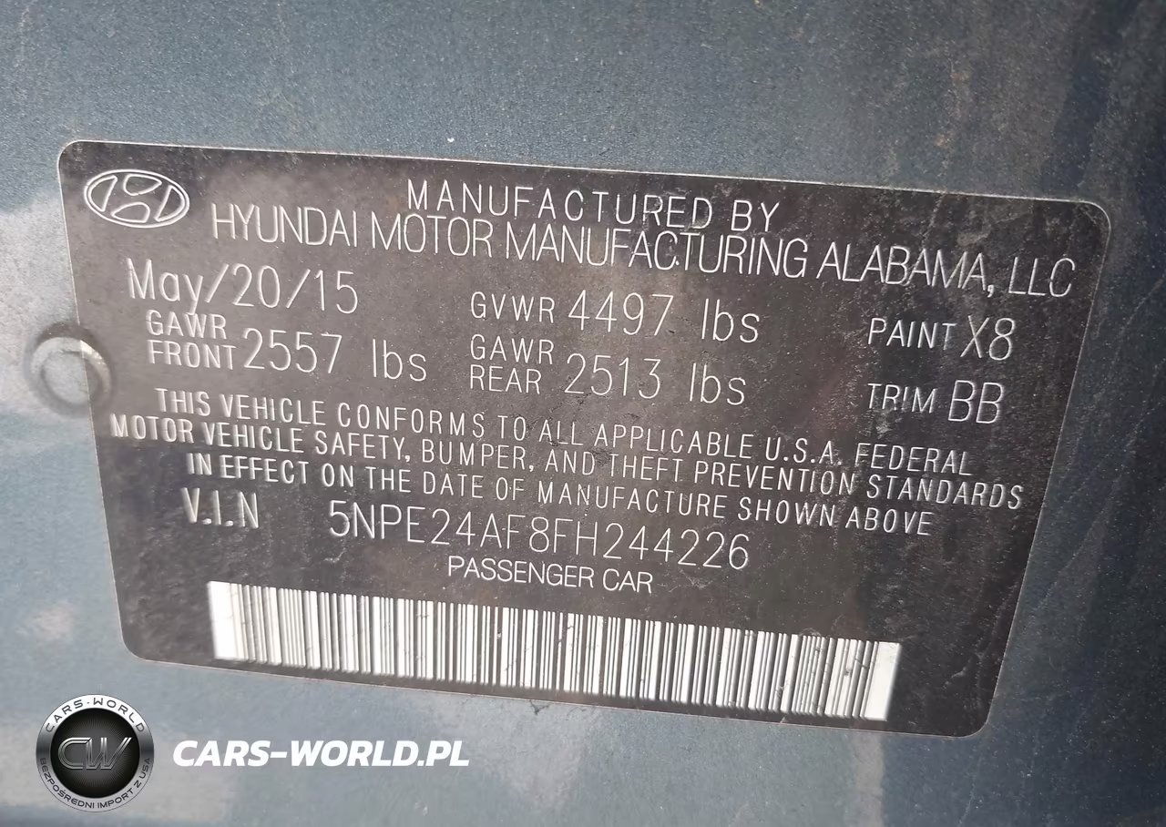 2015 Hyundai Sonata Se VIN:5NPE24AF8FH244226 - 9