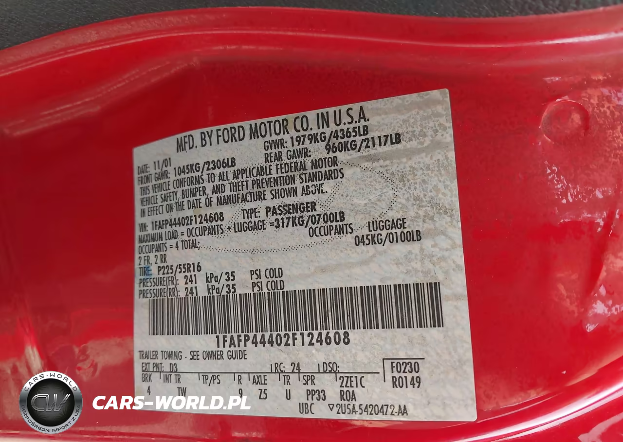2002 Ford Mustang VIN:1FAFP44402F124608 - 9