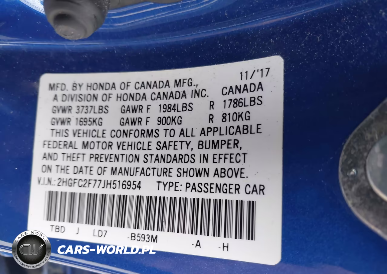 2018 Honda Civic Ex VIN:2HGFC2F77JH516954 - 9
