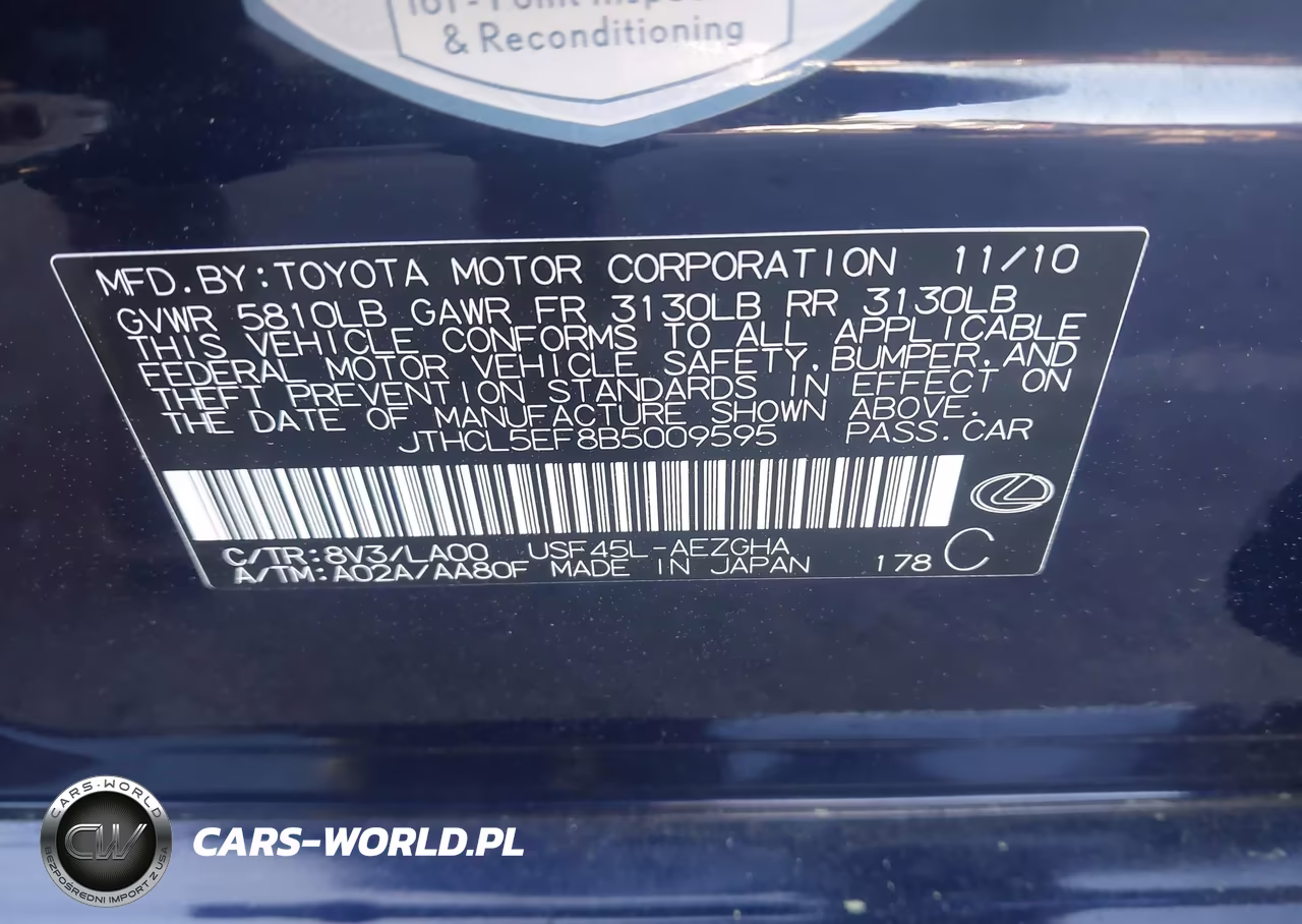 2011 Lexus Ls 460 VIN:JTHCL5EF8B5009595 - 9