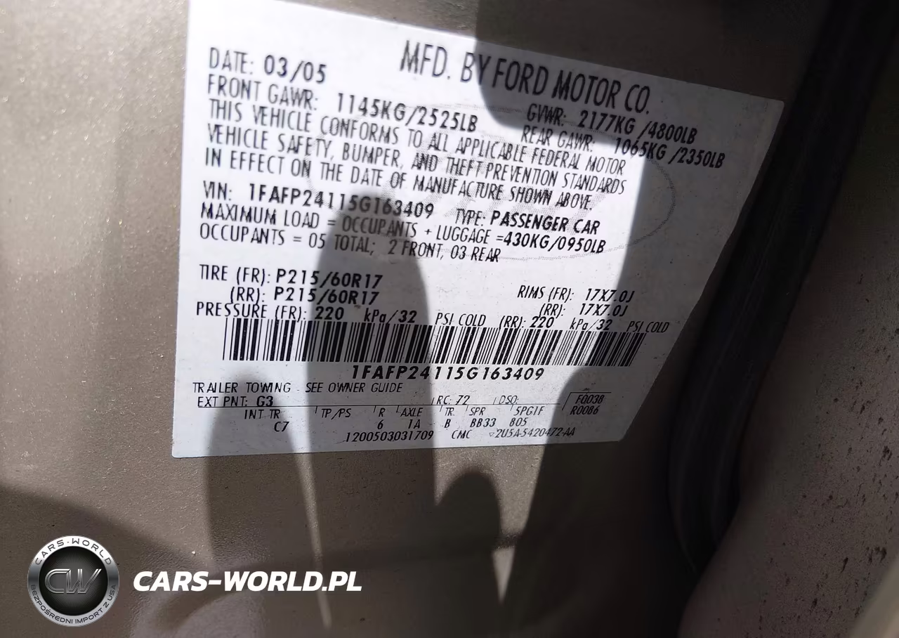 2005 Ford Five Hundred Sel VIN:1FAFP24115G163409 - 9