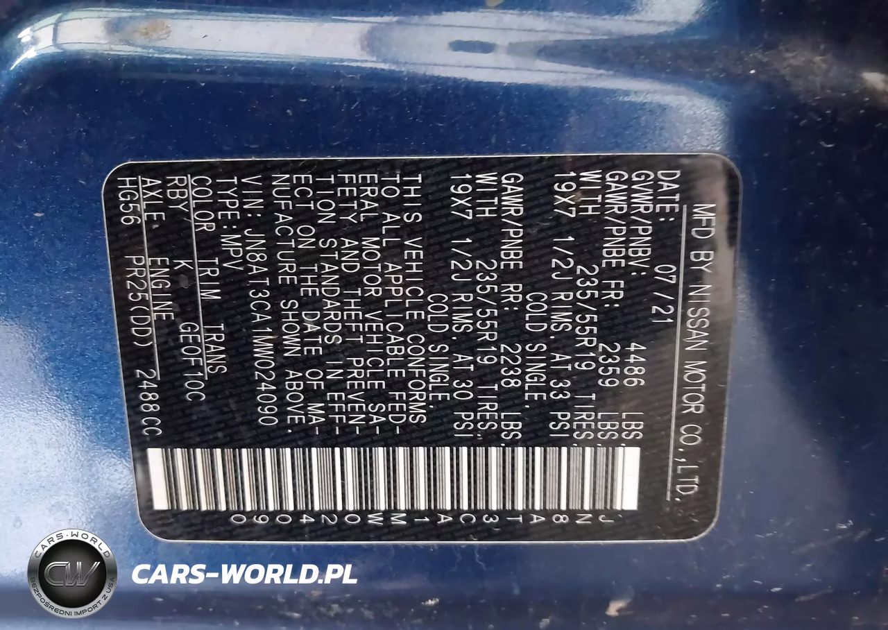 2021 Nissan Rogue Sl Fwd VIN:JN8AT3CA1MW024090 - 9