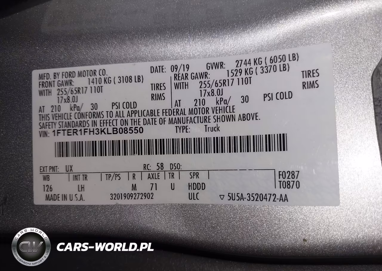 2019 Ford Ranger Xl-Xlt-Lariat VIN:1FTER1FH3KLB08550 - 9