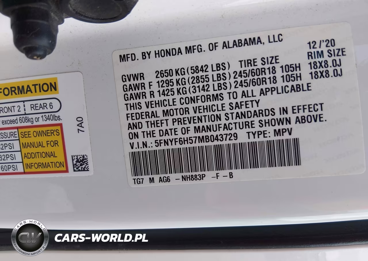 2021 Honda Pilot Awd Ex-L VIN:5FNYF6H57MB043729 - 9