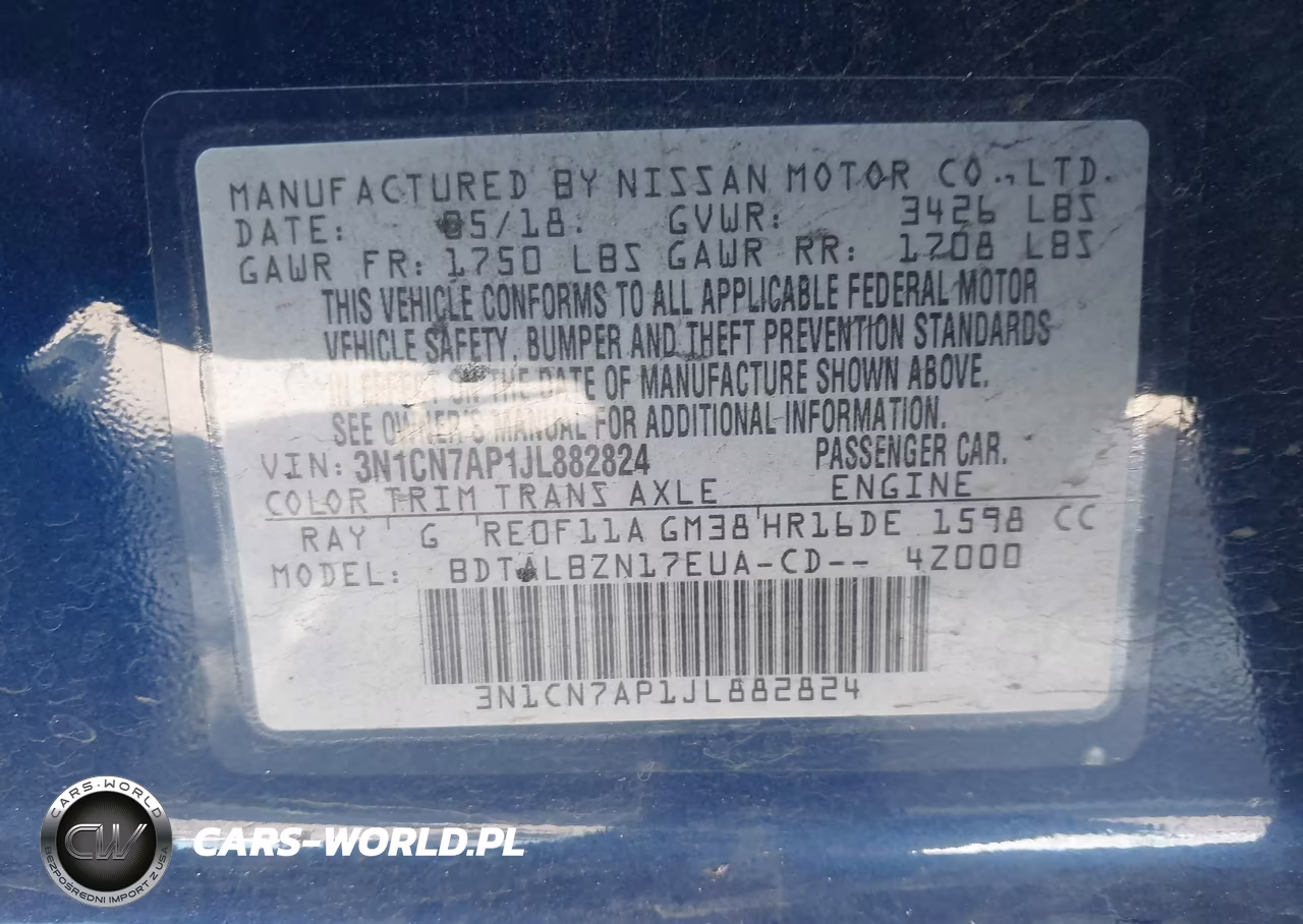 2018 Nissan Versa 1.6 Sv VIN:3N1CN7AP1JL882824 - 9