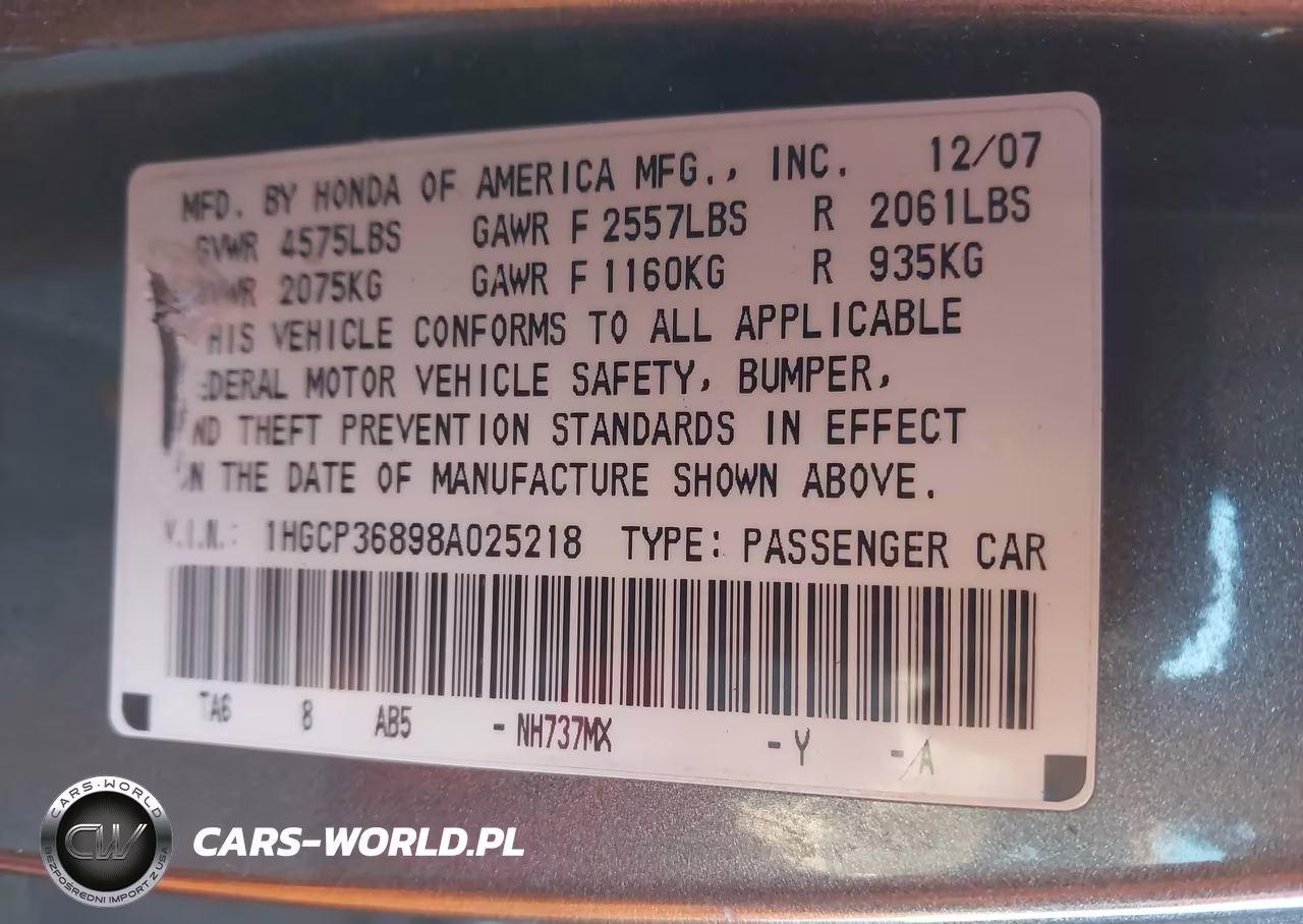 2008 Honda Accord 3.5 Ex-L VIN:1HGCP36898A025218 - 9